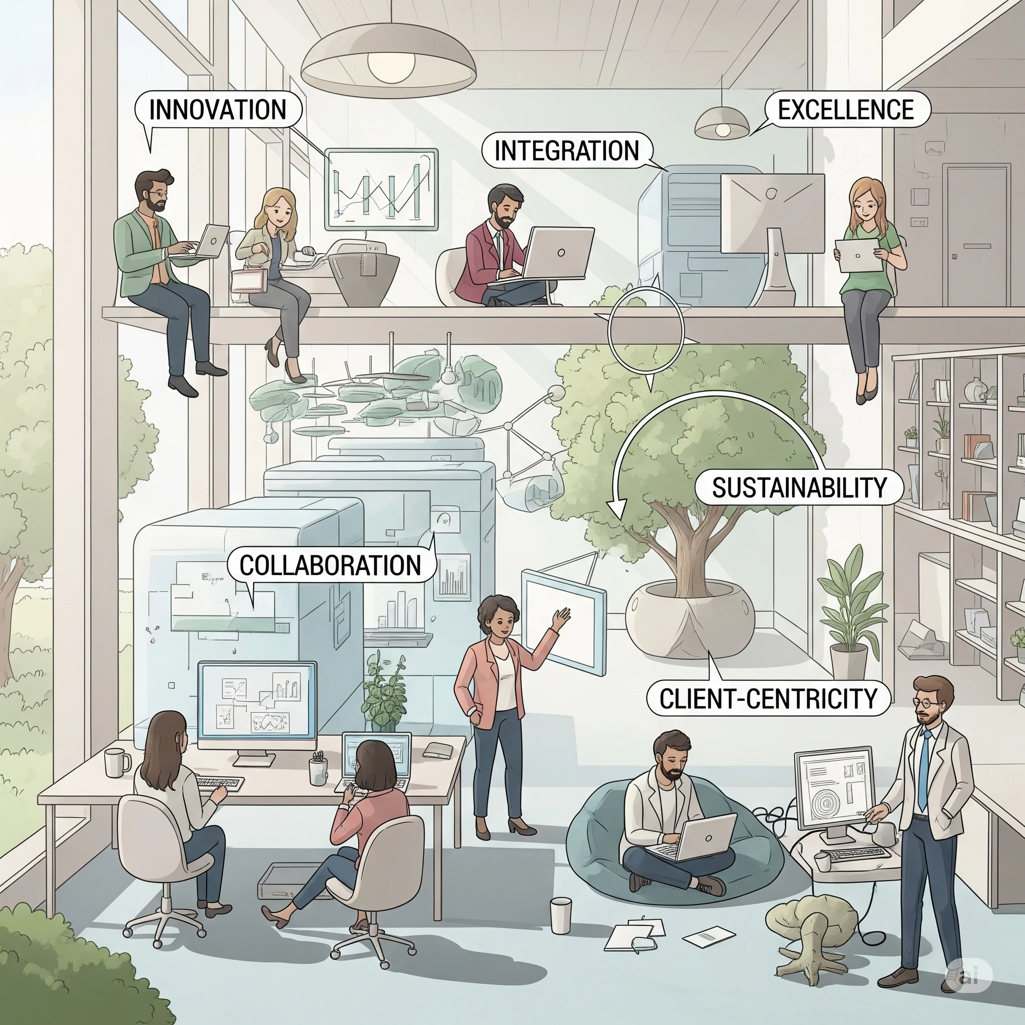 Values illustration showing core principles